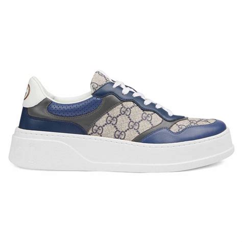 gucci gg oo420a|Men's GG sneaker in beige and blue Supreme.